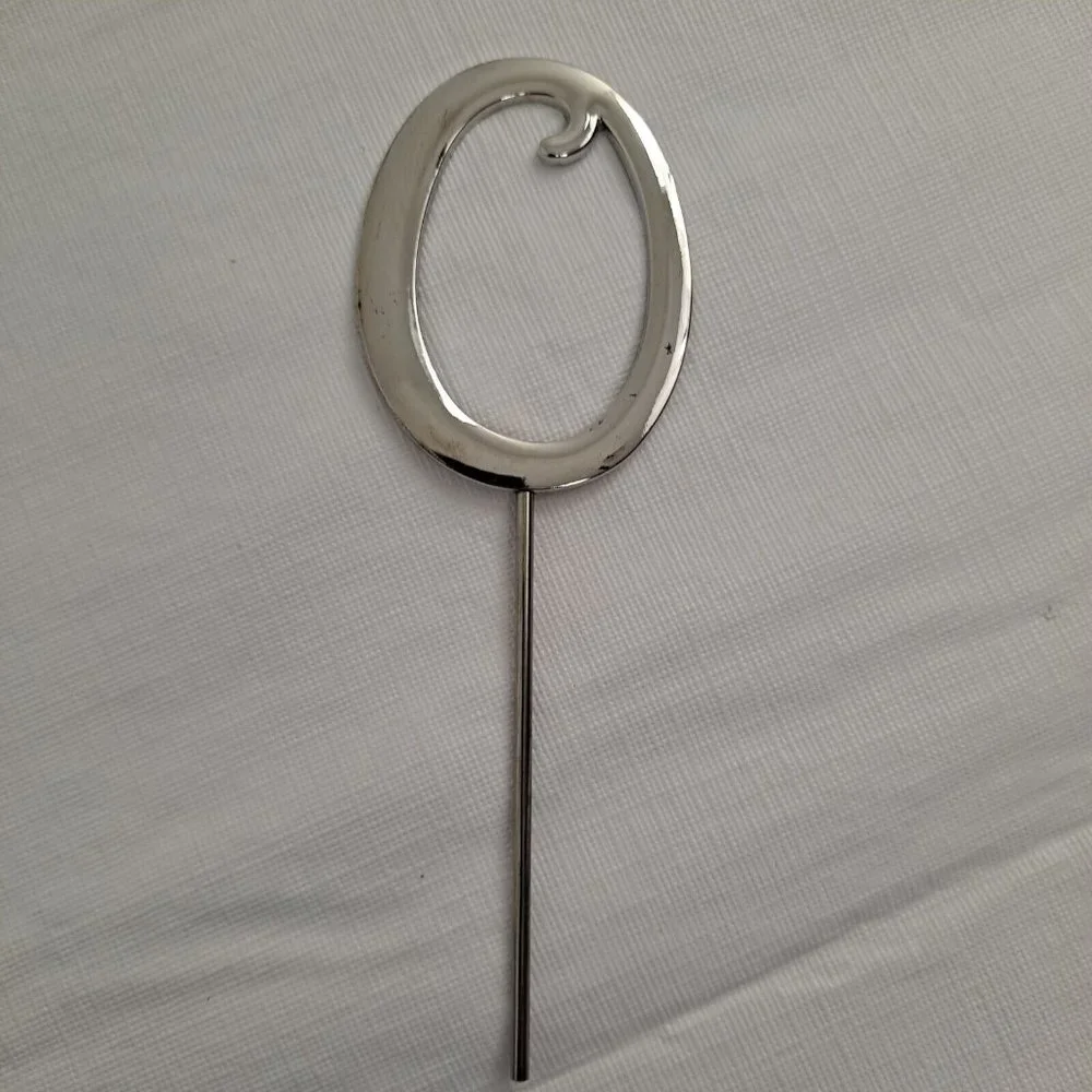 Wedding Cake Topper O Monogram Letter Silver Metal